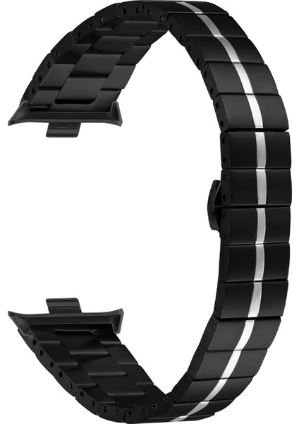 Xiaomi Redmi Watch 4 Paslanmaz Çelik Saat Kayışı Yedek Bilek Bandı - Siyah + Gümüş (Yurt Dışından)