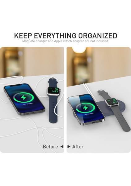 Ahastyle PT135 2'si 1 Arada Akıllı Saat Cep Telefonu Şarj Cihazı Silikon Kılıf Magsafe Şarj Matı Şarj Istasyonu Koruyucusu ile Uyumlu - Gece Mavisi (Yurt Dışından) modelleri