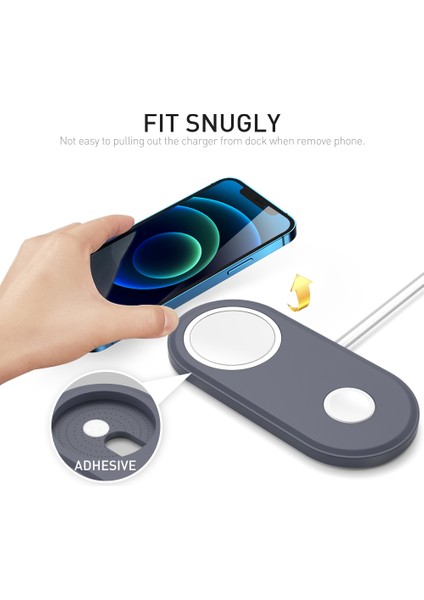 Ahastyle PT135 2'si 1 Arada Akıllı Saat Cep Telefonu Şarj Cihazı Silikon Kılıf Magsafe Şarj Matı Şarj Istasyonu Koruyucusu ile Uyumlu - Gece Mavisi (Yurt Dışından) fırsatları
