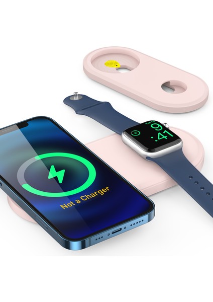 Ahastyle PT135 2'si 1 Arada Akıllı Saat Cep Telefonu Şarj Cihazı Silikon Kılıf Magsafe Şarj Matı Şarj Istasyonu Koruyucusu ile Uyumlu - Pembe (Yurt Dışından) fiyatları