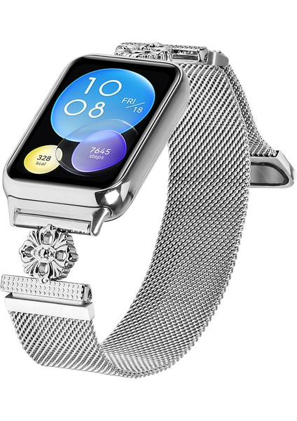 Xiaomi Redmi Watch 4 Milanese Bant Çiçek Paslanmaz Çelik Manyetik Örgü Saat Kayışı - Gümüş (Yurt Dışından) fiyatları