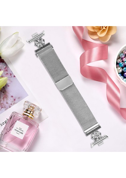 Xiaomi Redmi Watch 4 Milanese Bant Çiçek Paslanmaz Çelik Manyetik Örgü Saat Kayışı - Gümüş (Yurt Dışından) fırsatları