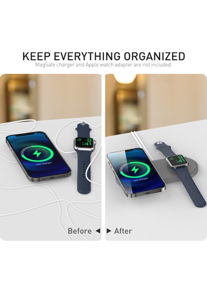 Ahastyle PT135 2'si 1 Arada Akıllı Saat Cep Telefonu Şarj Cihazı Silikon Kılıf Magsafe Şarj Matı Şarj Istasyonu Koruyucusu ile Uyumlu - Gri (Yurt Dışından) modelleri