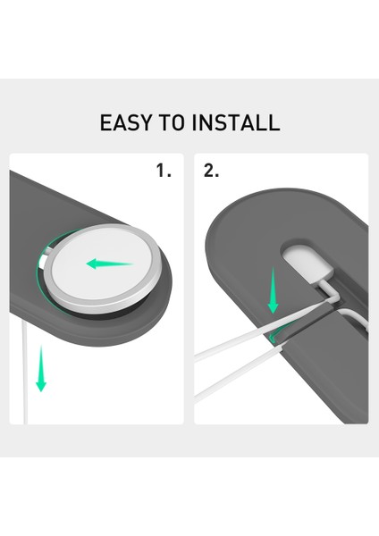 Ahastyle PT135 2'si 1 Arada Akıllı Saat Cep Telefonu Şarj Cihazı Silikon Kılıf Magsafe Şarj Matı Şarj Istasyonu Koruyucusu ile Uyumlu - Gri (Yurt Dışından) indirimleri