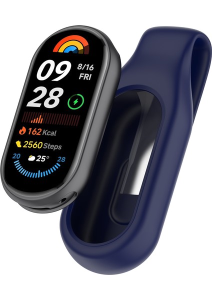 Xiaomi Akıllı Bileklik 10/9/8 Klipsli Toka Yedek Kılıf Akıllı Saat Silikon Kapak Saklama Tutucu - Gece Mavisi (Yurt Dışından)