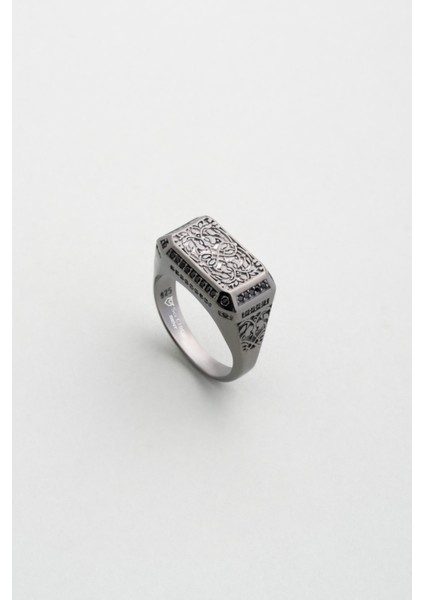 Tılsım Siyah Rodyum Kaplama Gümüş Erkek Yüzük