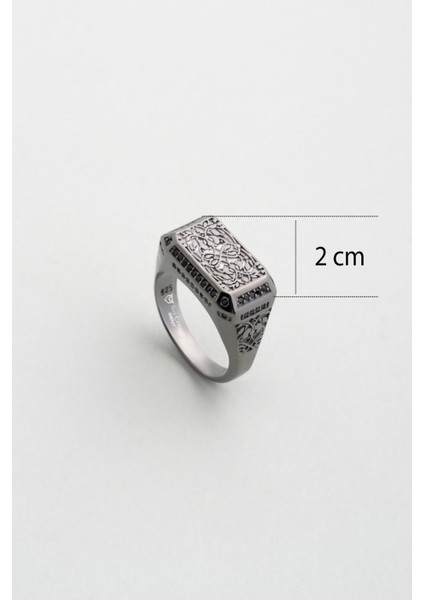 Tılsım Siyah Rodyum Kaplama Gümüş Erkek Yüzük modelleri