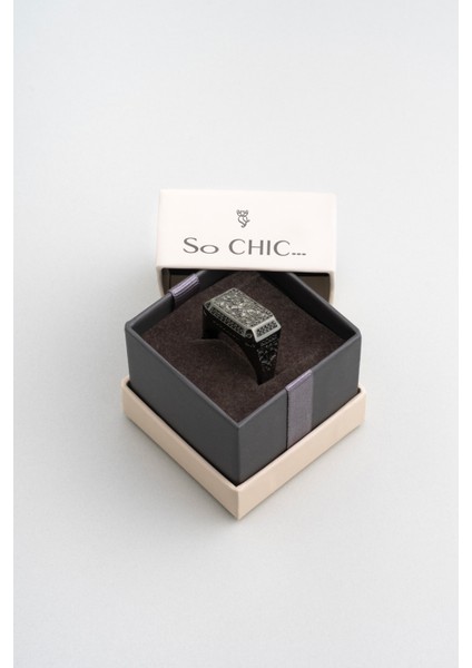 Tılsım Siyah Rodyum Kaplama Gümüş Erkek Yüzük indirimleri