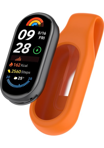 Xiaomi Akıllı Bileklik 10/9/8 Klipsli Toka Yedek Kılıf Akıllı Saat Silikon Kapak Saklama Tutucu-Turuncu (Yurt Dışından)