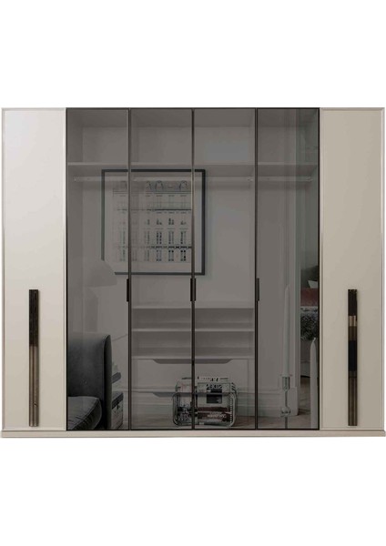 Favori Camlı 6 Kapaklı Gardırop