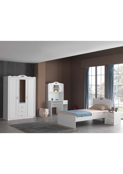 Flower 3 Kapaklı 3 Çekmeceli Aynalı Gardırop modelleri