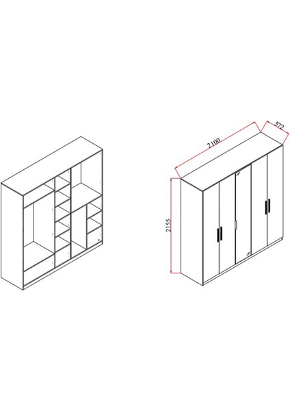 Sardes 5 Kapaklı Gardırop Beyaz indirimleri