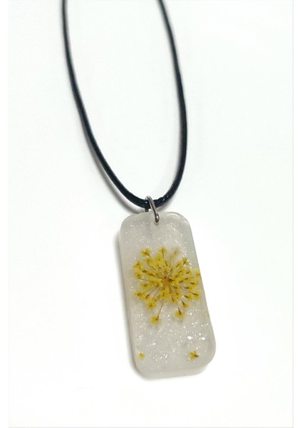 Sultanotu Çiçeği Dikdörtgen Epoksi Kolye