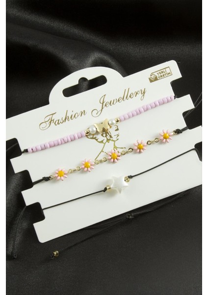 3 Adet Yıldız Mineli Kum Boncuk Bileklik