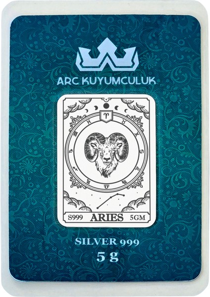 Nisan Ayı Doğumlarına Özel Koç Burcu Sembolü Hediyeye Özel 5 Gram 999 Ayar Gümüş Külçesi-520