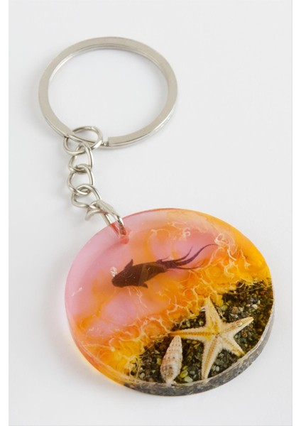 Balık Gün Batımı Epoksi Anahtarlık