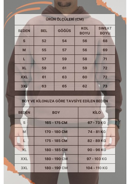 Erkek Kahverengi Oversize Kapüşonlu Sweatshirt 3 Iplik Şardonlu Kanguru Cepli fırsatları