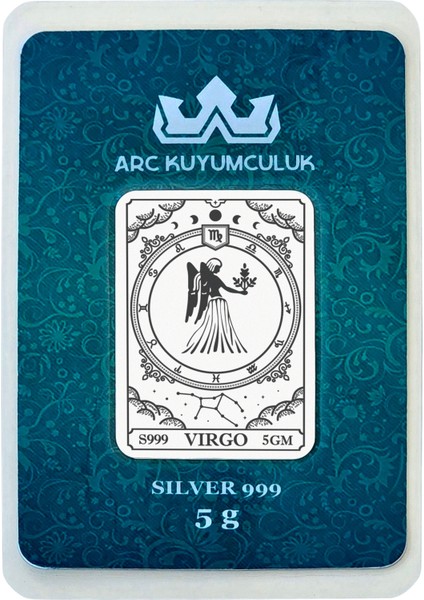 Eylül Ayı Doğumlarına Özel Başak Burcu Sembolü Hediyeye Özel 5 Gram 999 Ayar Gümüş Külçesi-521