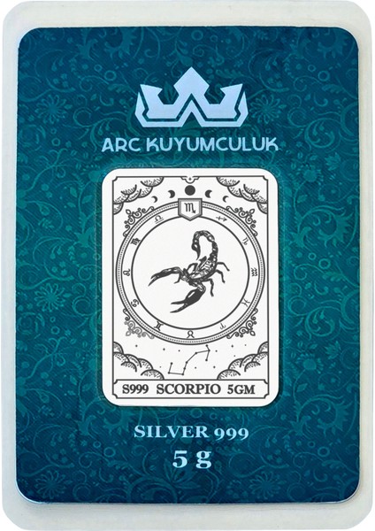 Kasım Ayı Doğumlarına Özel Akrep Burcu Sembolü Hediyeye Özel 5 Gram 999 Ayar Gümüş Külçesi-594