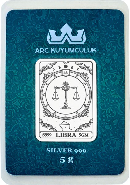 Ekim Ayı Doğumlarına Özel Terazi Burcu Sembolü Hediyeye Özel 5 Gram 999 Ayar Gümüş Külçesi-596