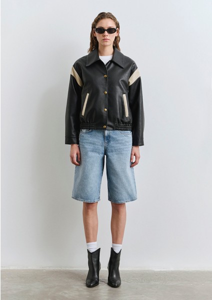 Siyah Suni Deri Ceket 1110727-900 fiyatları