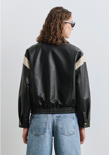 Siyah Suni Deri Ceket 1110727-900 modelleri