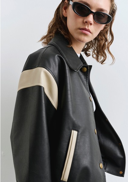 Siyah Suni Deri Ceket 1110727-900 indirimleri