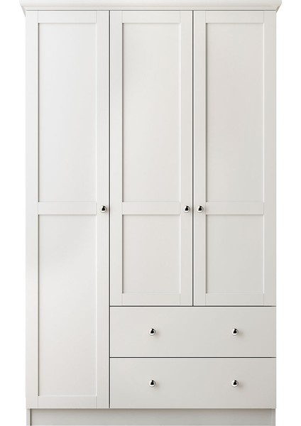 Smart 3 Kapaklı 2 Çekmeceli Gardırop Beyaz