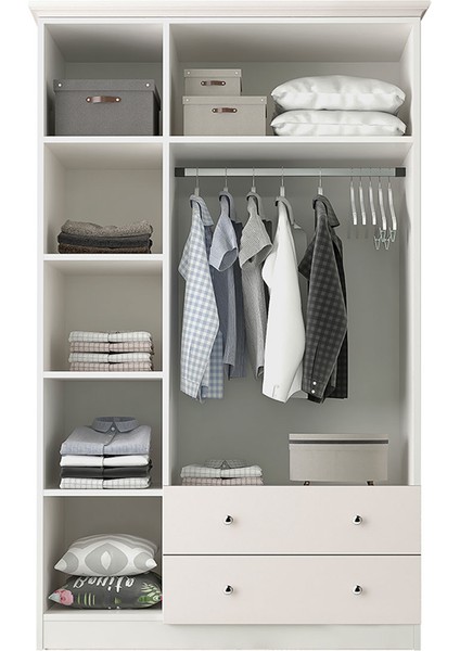Smart 3 Kapaklı 2 Çekmeceli Gardırop Beyaz fiyatları