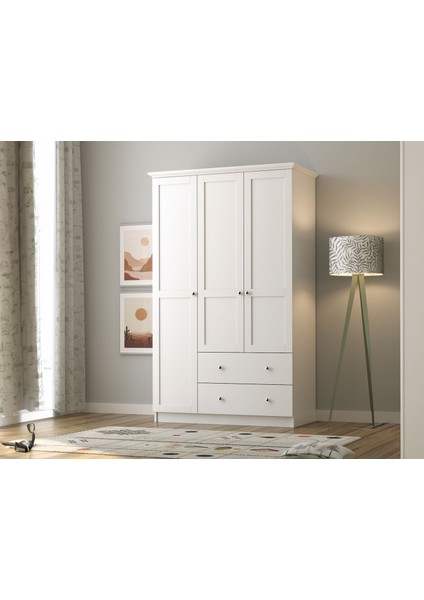 Smart 3 Kapaklı 2 Çekmeceli Gardırop Beyaz fırsatları