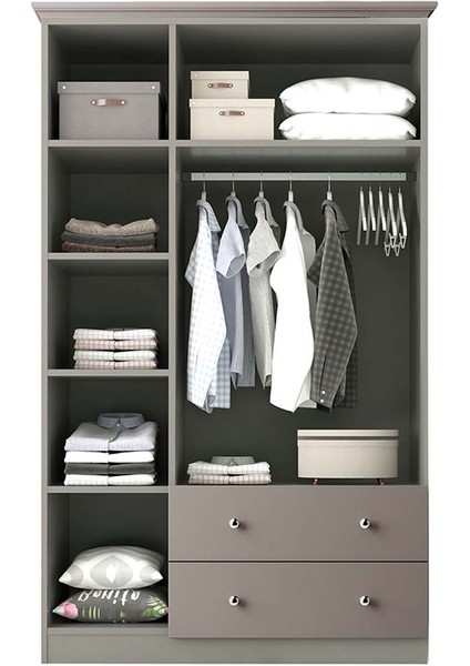 Smart 3 Kapaklı 2 Çekmeceli Gardırop Antrasit fiyatları