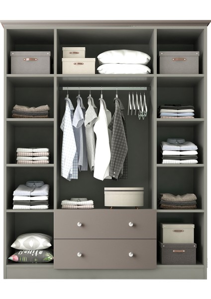 Smart 4 Kapaklı 2 Çekmeceli Antrasit Aynalı Gardırop fiyatları