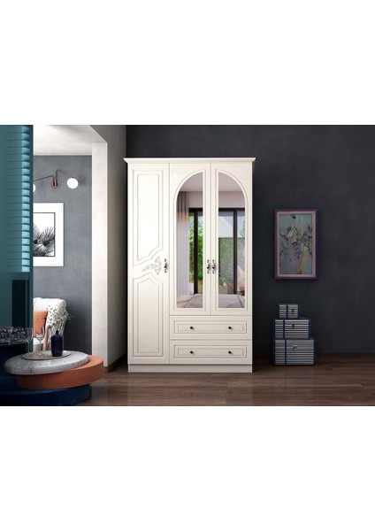 Tulipe 3 Kapaklı 2 Çekmeceli Aynalı Gardırop indirimleri