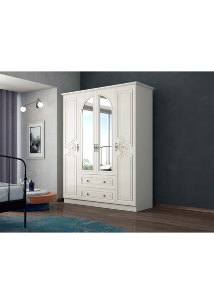 Tulipe 4 Kapaklı 2 Çekmeceli Aynalı Gardırop indirimleri