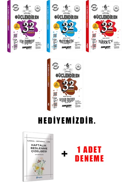 6.sınıf Güçlendiren 32 Haftalık Deneme 4'lü Set (Güncel Marif Model) modelleri