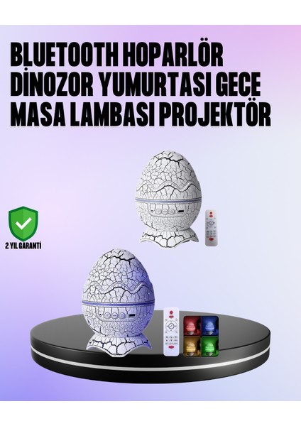Dinozor Yumurtası Galaksi Projektör Gece Lambası 4'ü 1 Arada – Bluetooth Hopar - MCT2543-4760
