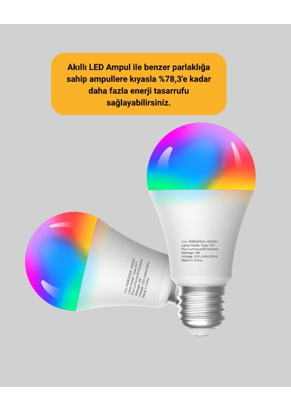 Uzaktan Kumandalı Akıllı LED Ampul Enerji Tasarruflu - MCT9538-8740 fırsatları
