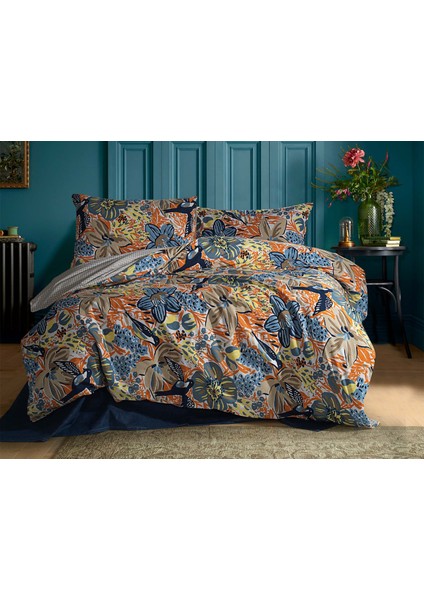 Amorf Ranforce Çift Kişilik Nevresim Takımı %100 Pamuk Turuncu