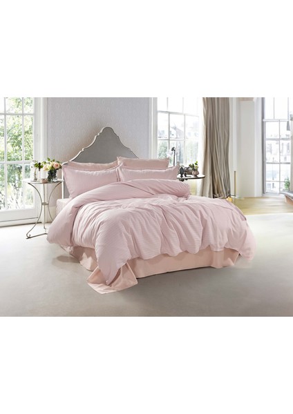 Jakarlı Nevresim Takımı Armur Çift Kişilik Pudra