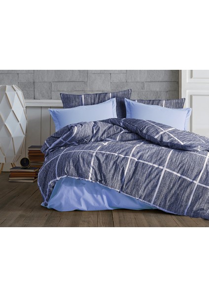 Retro Çift Kişilik Nevresim Takımı Lacivert