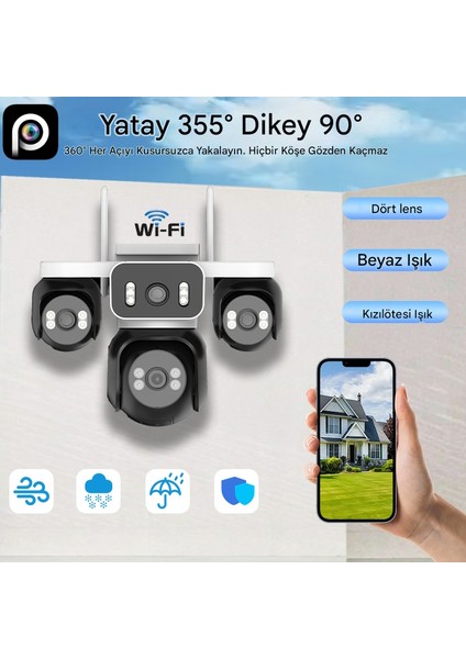 HiEasy 4 Kameralı 8MP NVR Güvenlik Seti (256GB SSD Dahil) – 4K AOV PTZ Kontrol H.265+ 7/24 Kayıt indirimleri
