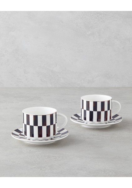 Emberly New Bone China 4 Parça 2 Kişilik Çay Fincanı Takımı 230 ml Kahverengi