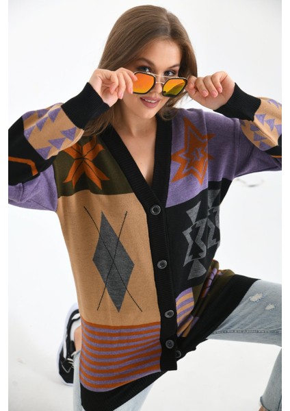 Women Ftz Women Kadın Etnik Desen Hırka Siyah 21-6313 modelleri