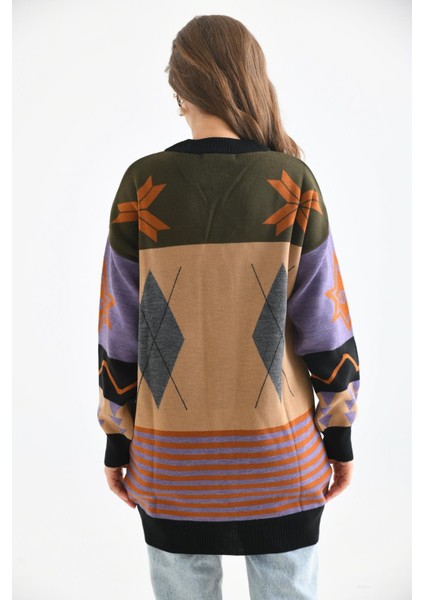 Women Ftz Women Kadın Etnik Desen Hırka Siyah 21-6313 fırsatları