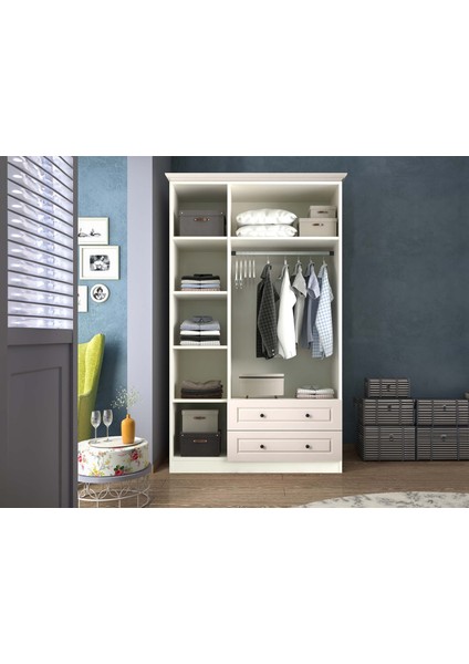 Venita Camlı 3 Kapaklı 2 Çekmeceli Gardırop indirimleri