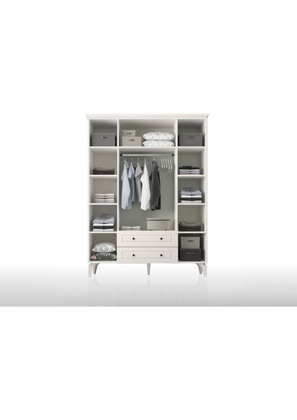 Venita Plus Camlı 4 Kapaklı 2 Çekmeceli Gardırop indirimleri