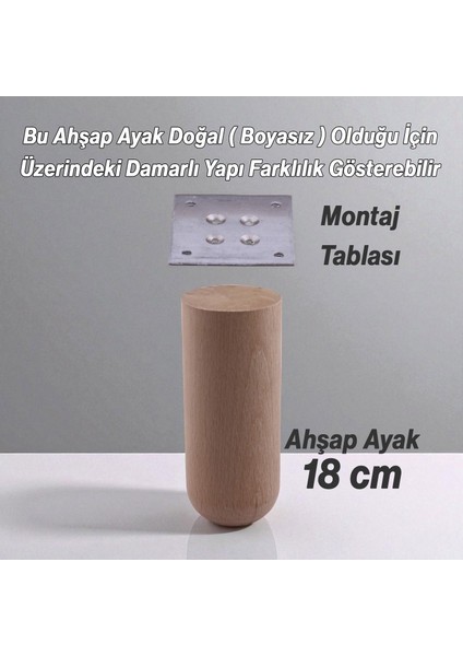 Doğal Ahşap Silindir Ayak 18 cm Set Mobilya Koltuk Kanepe Sehpa Masa Ayağı Ayakları 4 Adet fiyatları