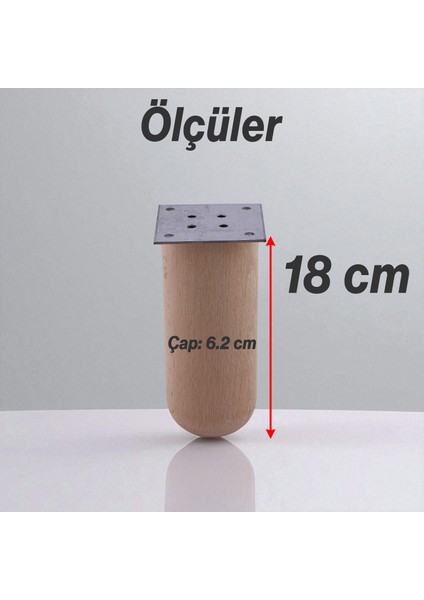Doğal Ahşap Silindir Ayak 18 cm Set Mobilya Koltuk Kanepe Sehpa Masa Ayağı Ayakları 4 Adet modelleri