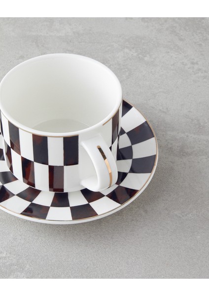 Emberly New Bone China 4 Parça 2 Kişilik Çay Fincanı Takımı 230 ml Kahverengi fırsatları