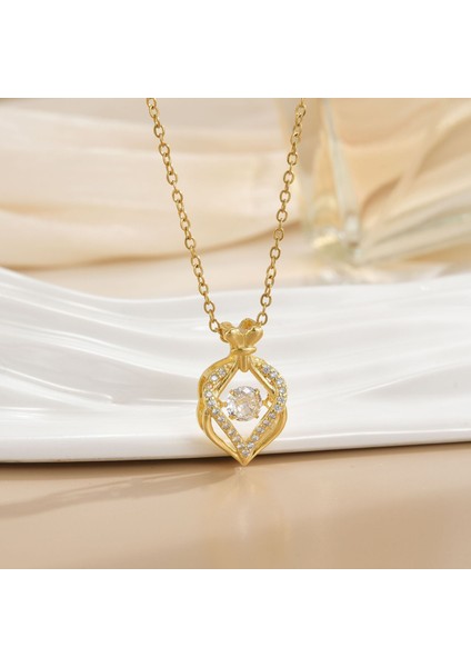 Yeni Çelik Köprücük Kemiği Zinciri Dönen Kolye Kolye Kadın Basit Yüz Aksesuarlı Hafif Lüks (Yurt Dışından)